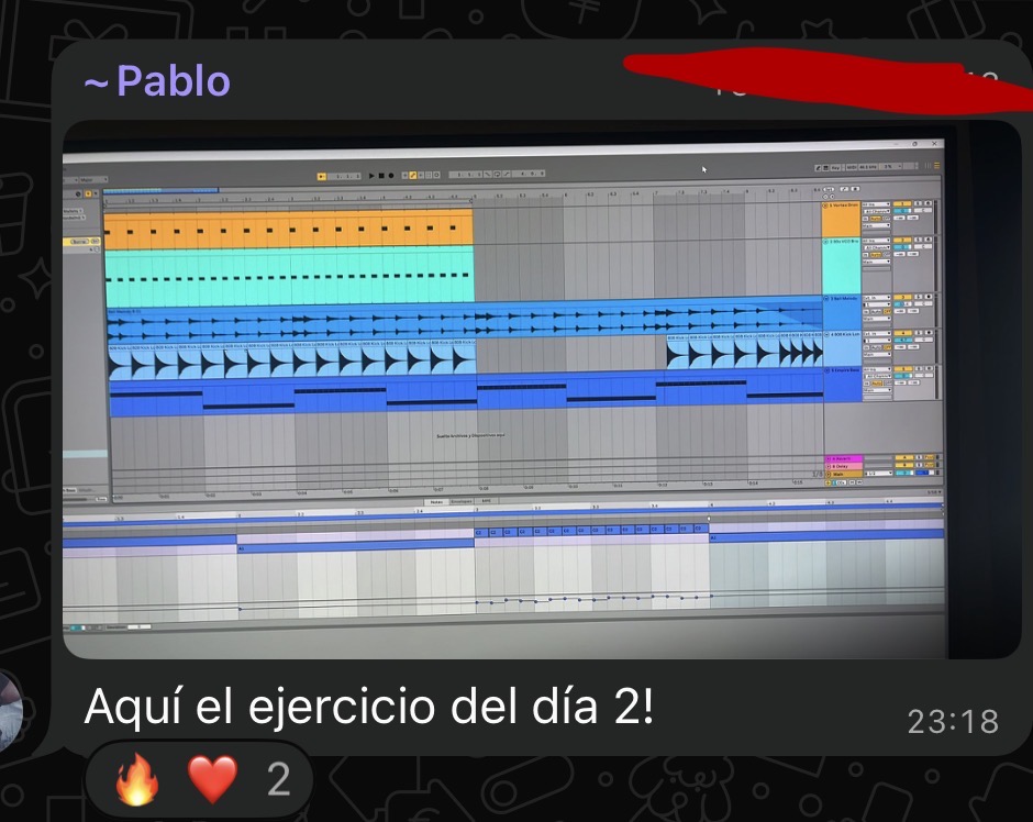 Testimonio de Pablo: Aquí el ejercicio del día 2, con múltiples pistas en Ableton.